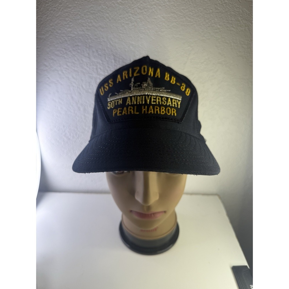 Vintage USS Arizona BB39 Pearl Harbor Hawaii Snapback Hat Made In USA~50th Anniv